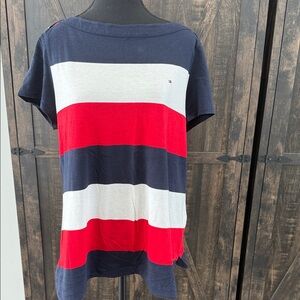 Tommy Hilfiger Navy, Cream, and Red Tee XL